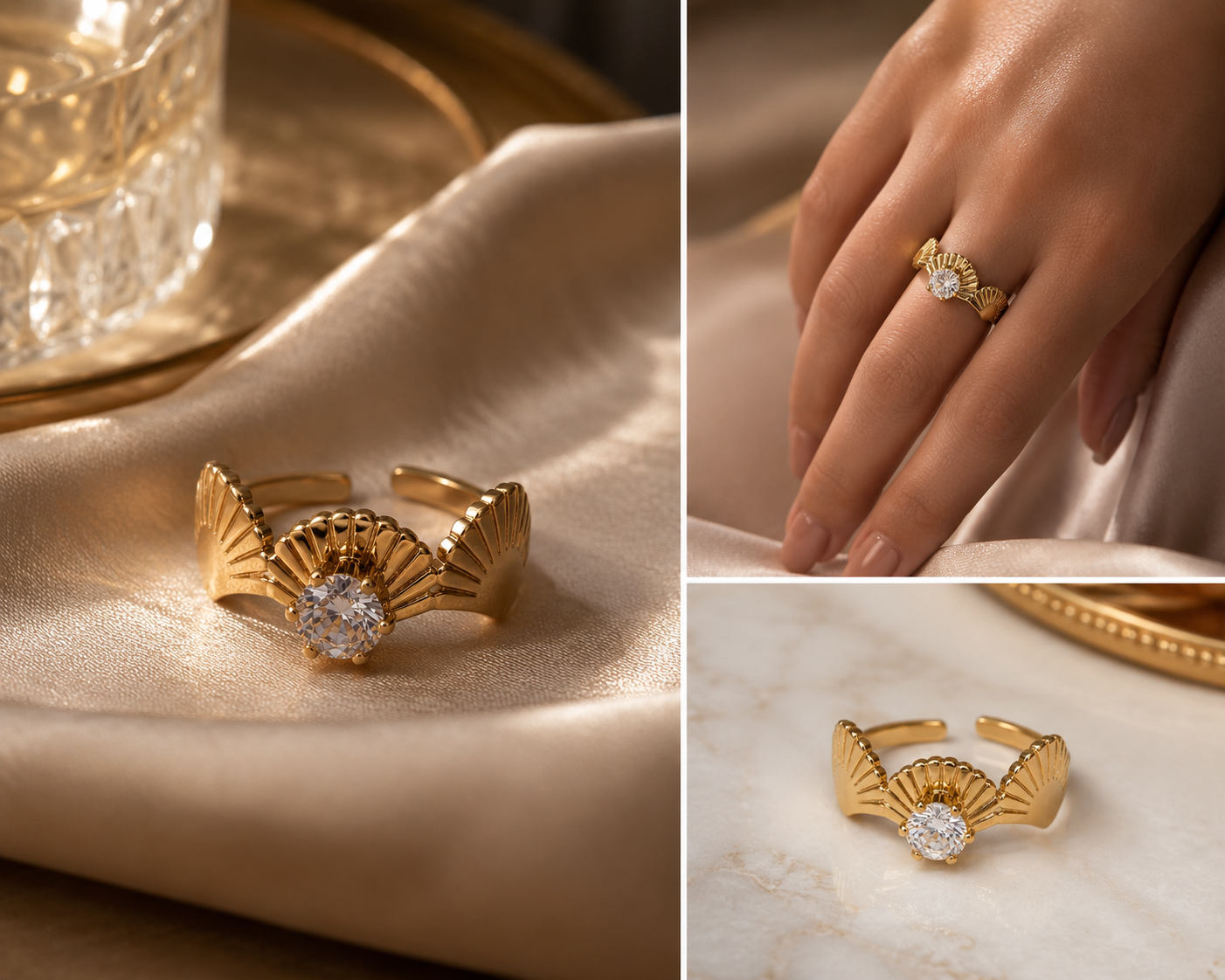 Seashell diamond  ring