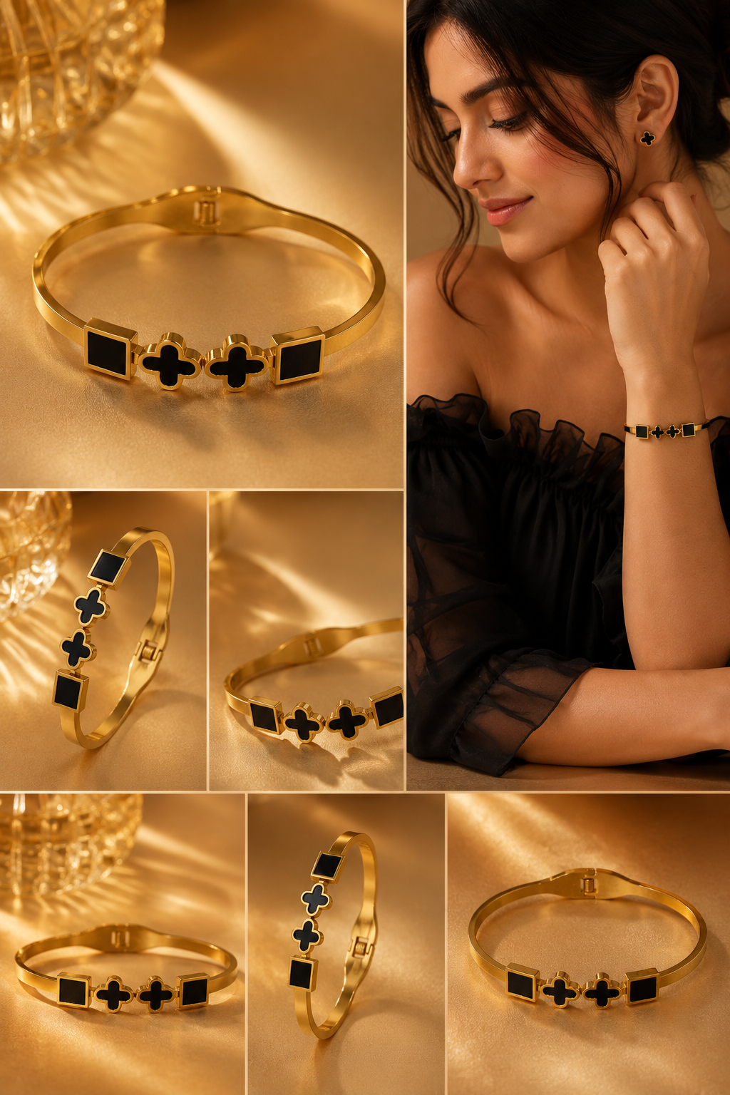 Black elegant charm bracelet