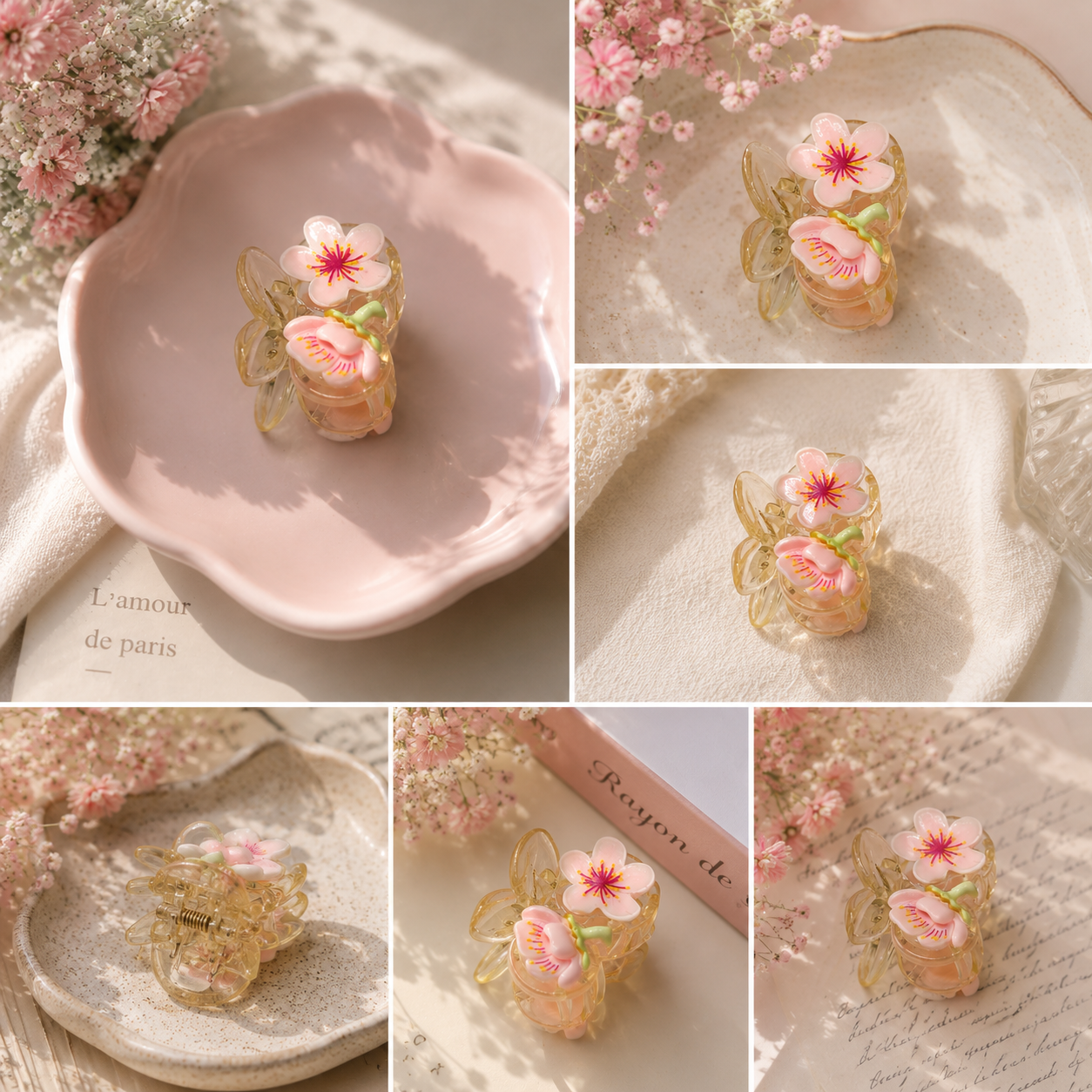 Floral mini claw clip