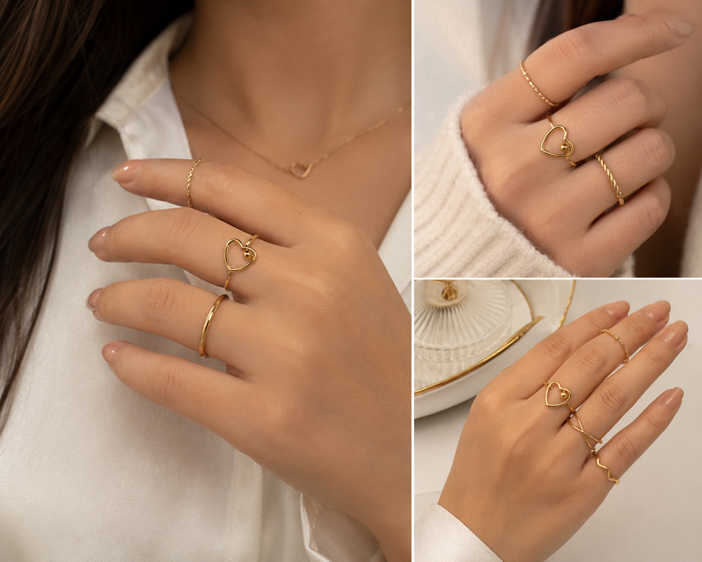 Golden heart ring