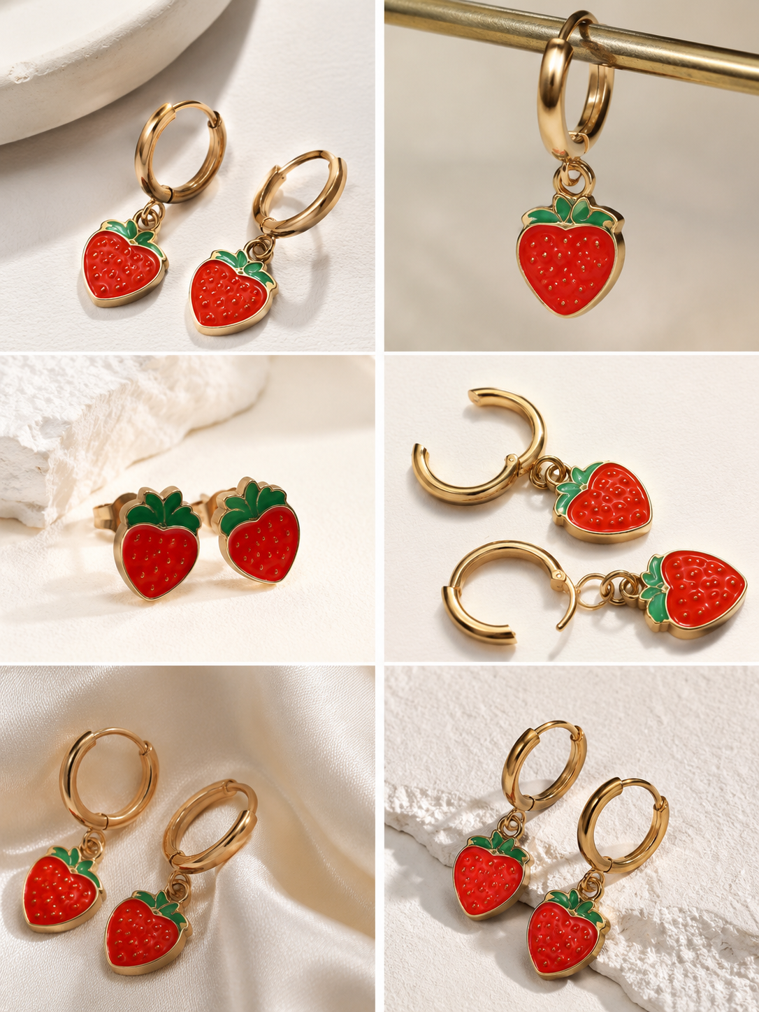 Strawberry hoop earrings
