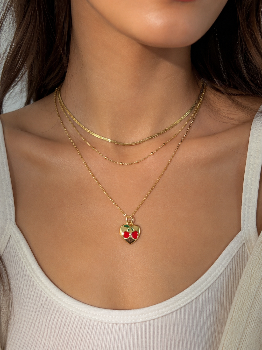 Cherry heart pendant necklace