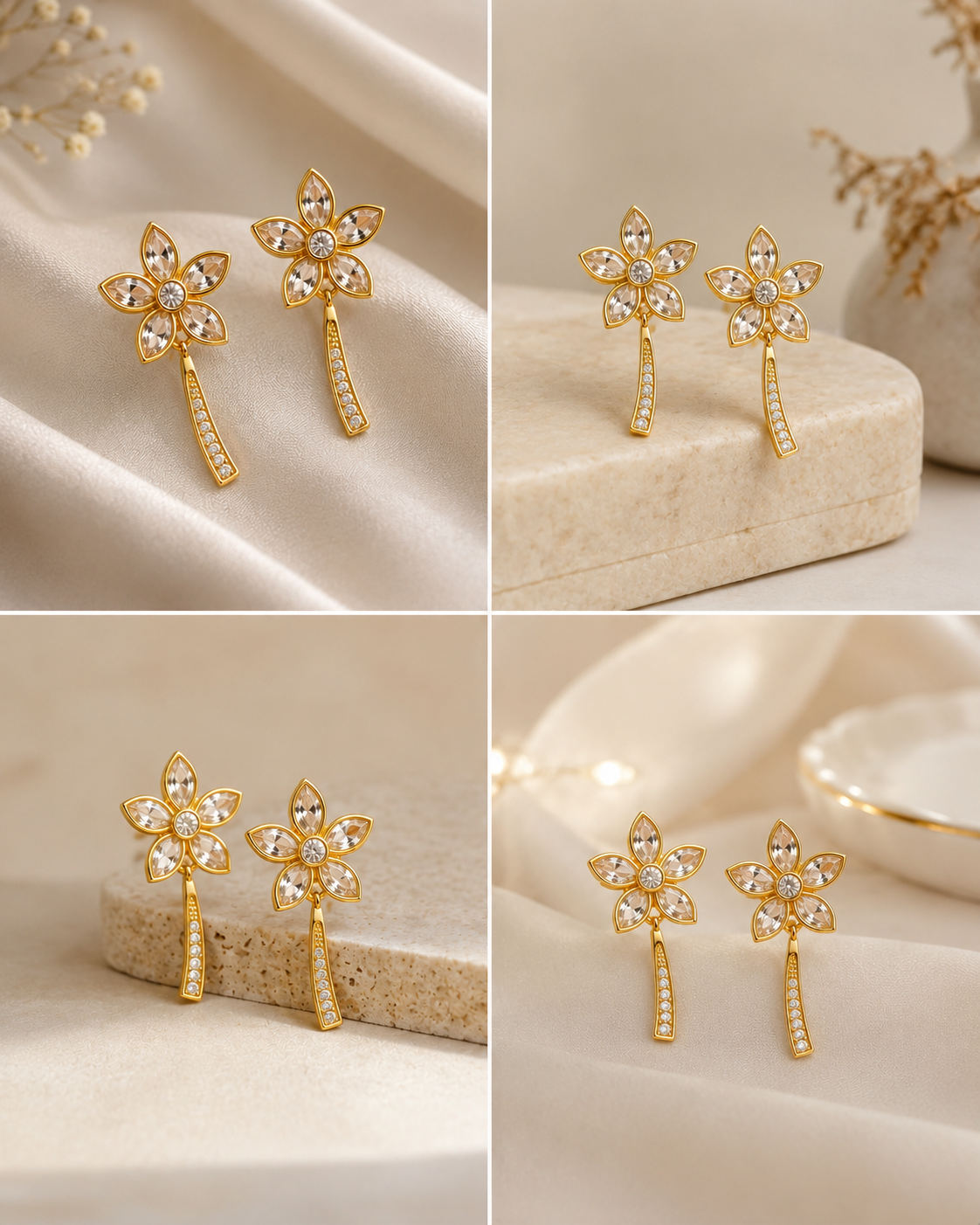 Floral crystal drop earrings