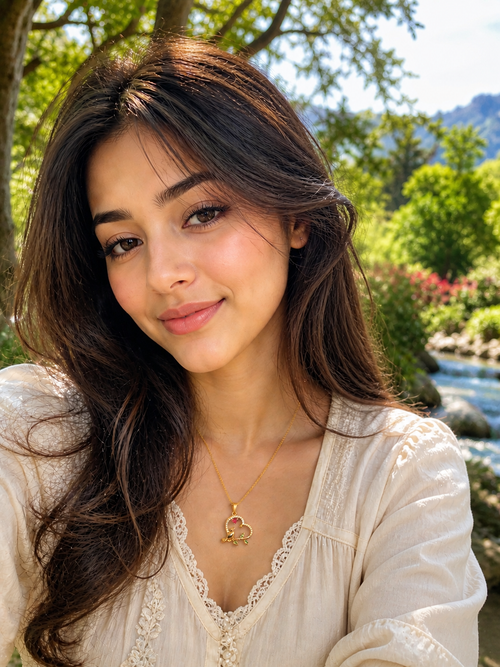 Bird in heart gold necklace