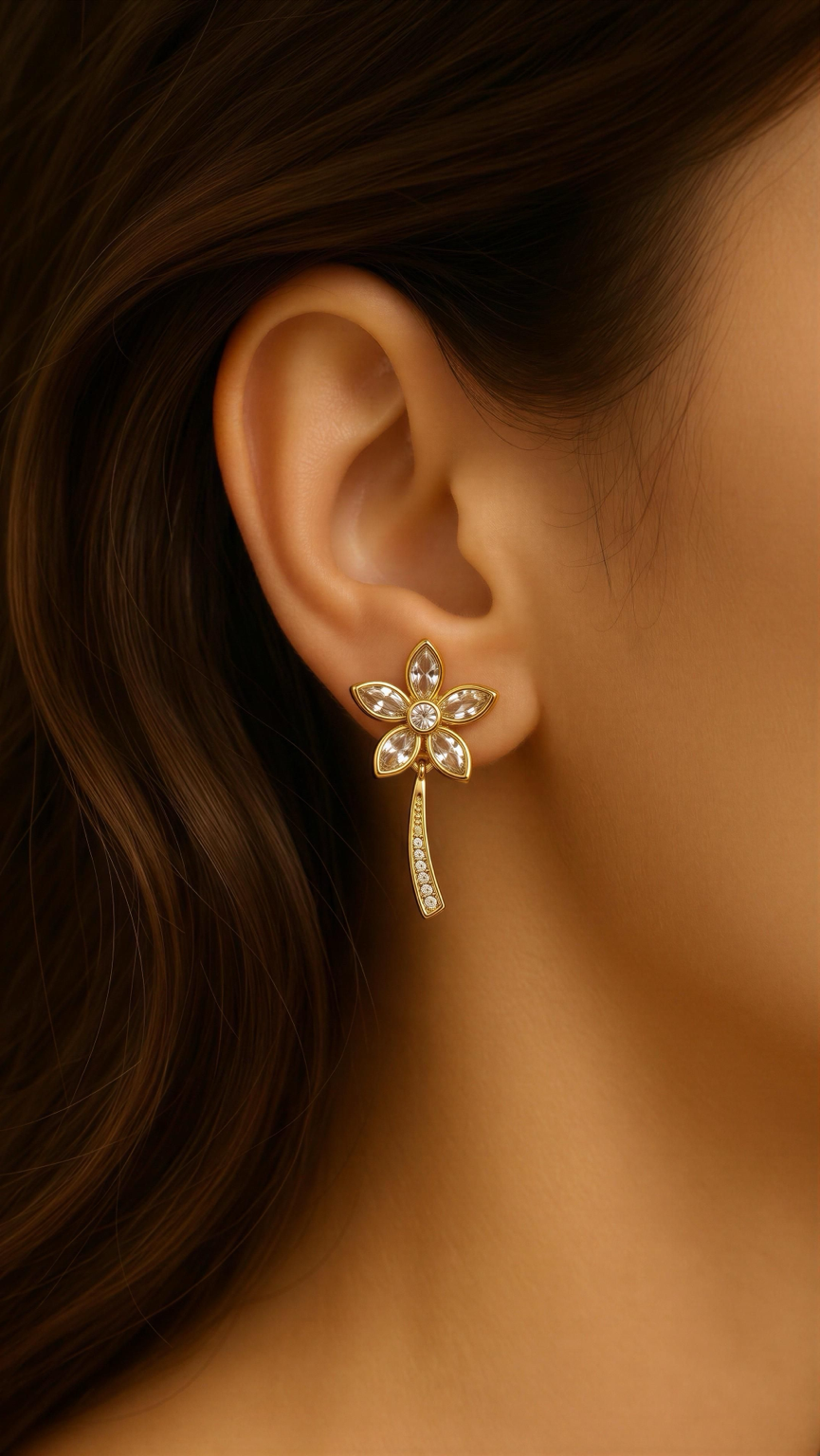 Floral crystal drop earrings