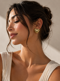 Golden striped hearts studs