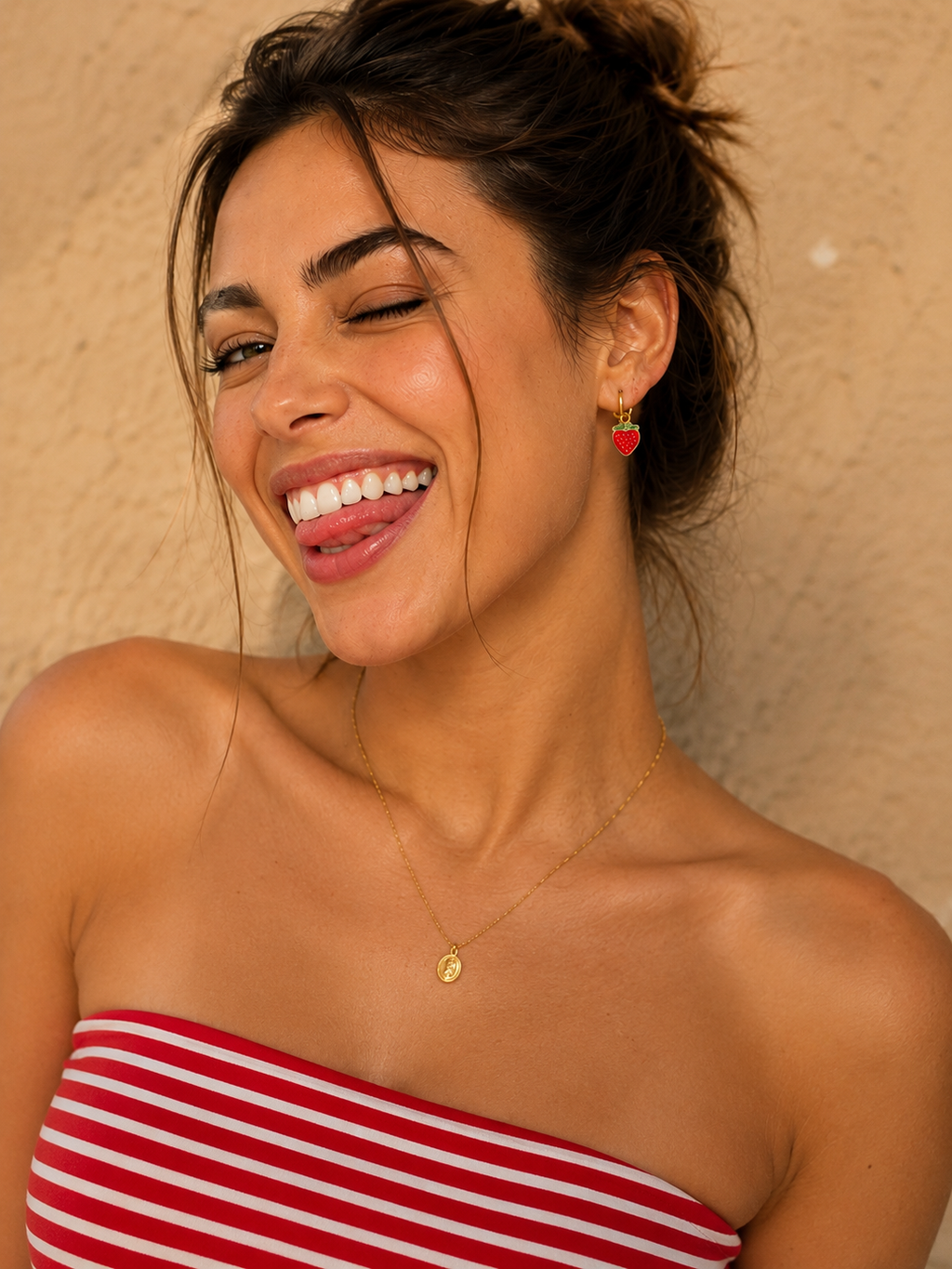 Strawberry hoop earrings