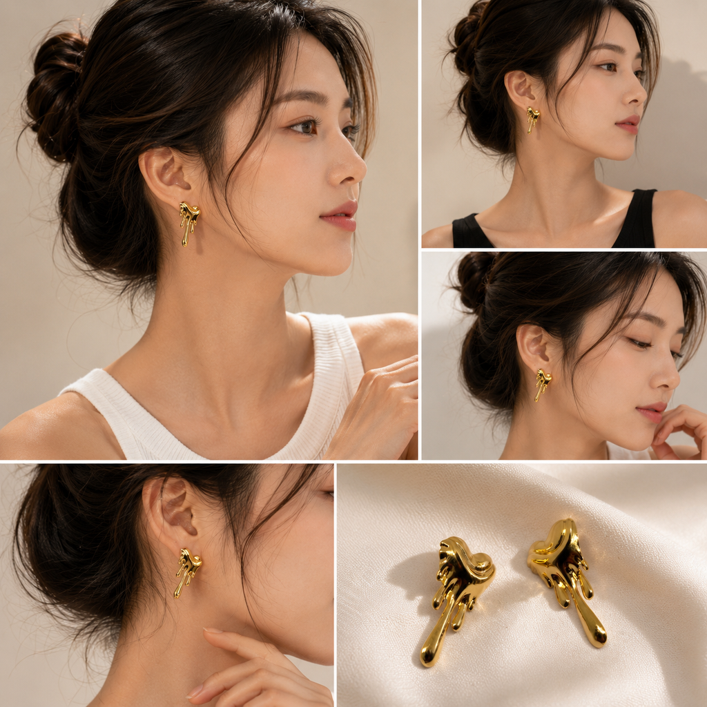 Heart drip studs
