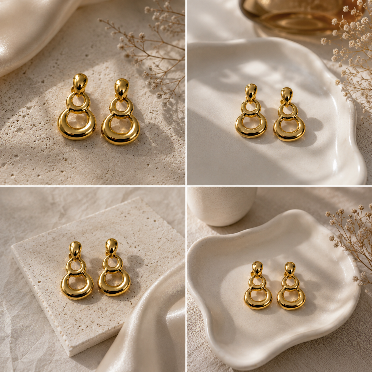 Three drop earrings