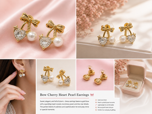 Bow heart earrings