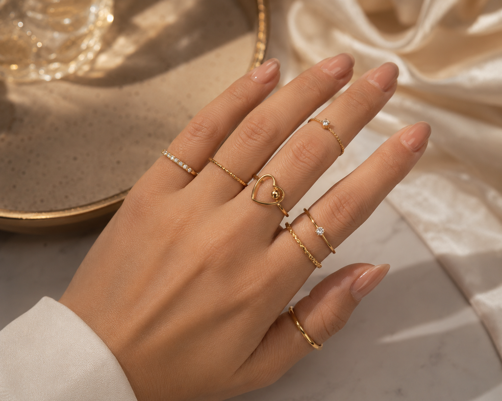 Golden heart ring