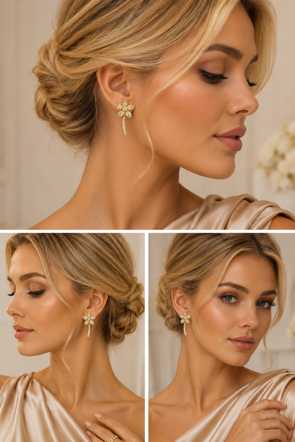 Floral crystal drop earrings