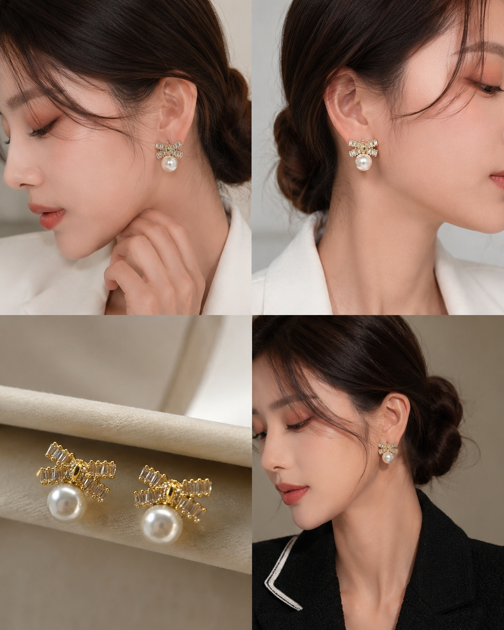 Bow pearl earrings