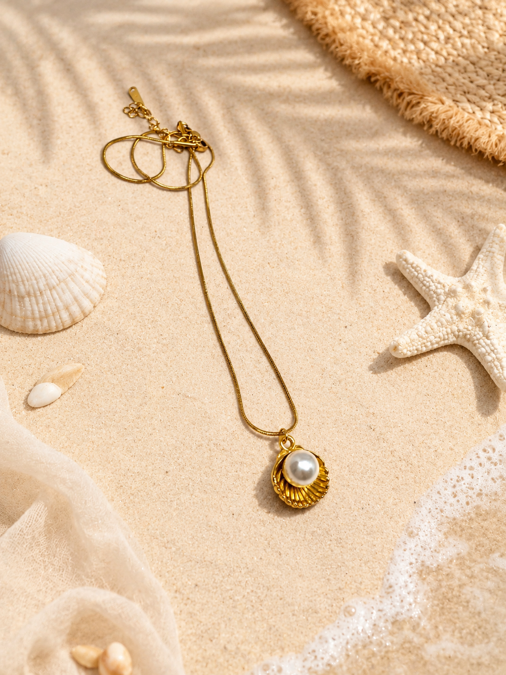 Pearl in shell necklace