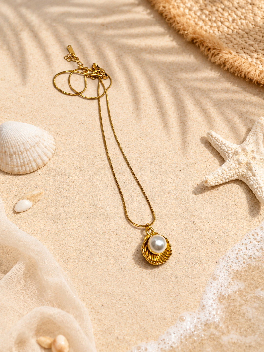 Pearl in shell necklace