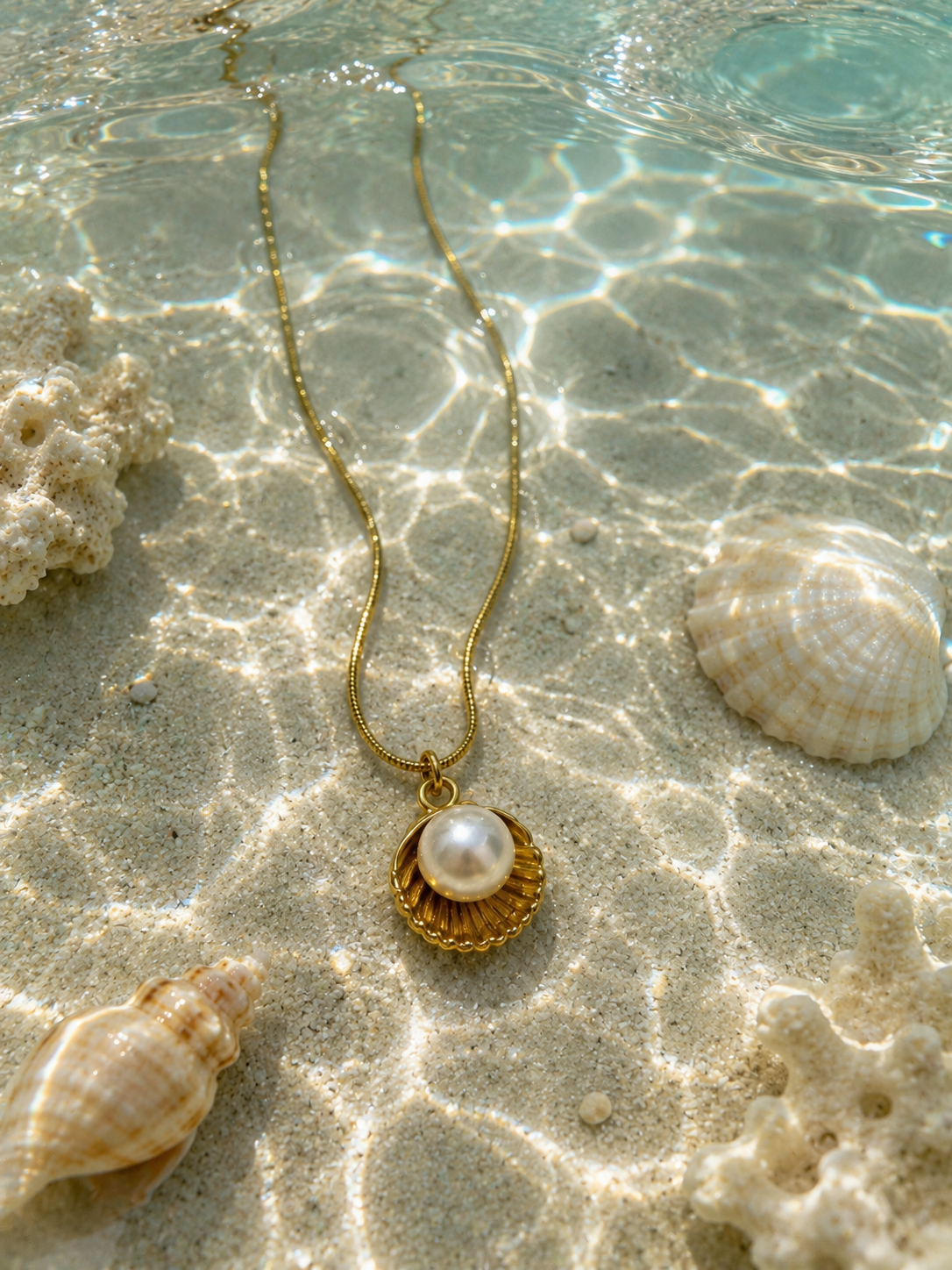 Pearl in shell necklace
