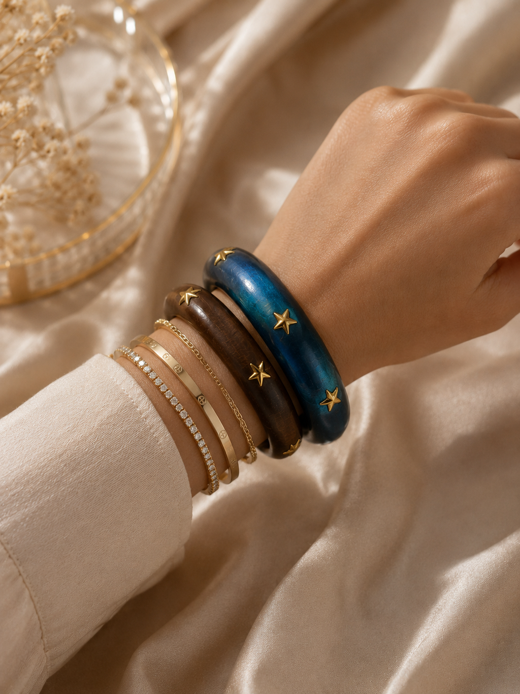 Wooden handcrafted Blue bangle