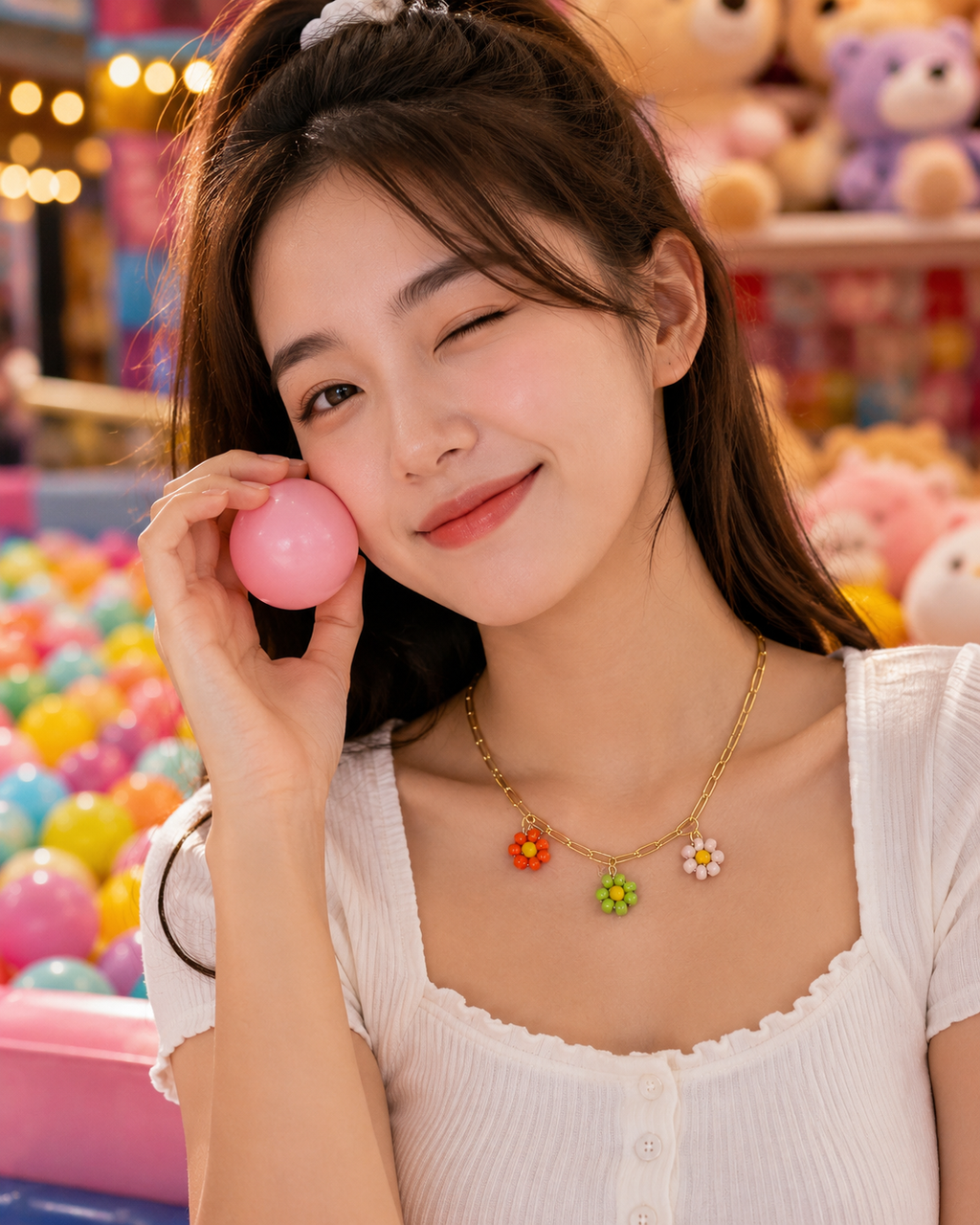 Tricolour flower necklace