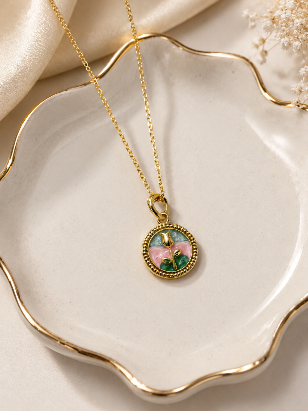Enamel floral necklace