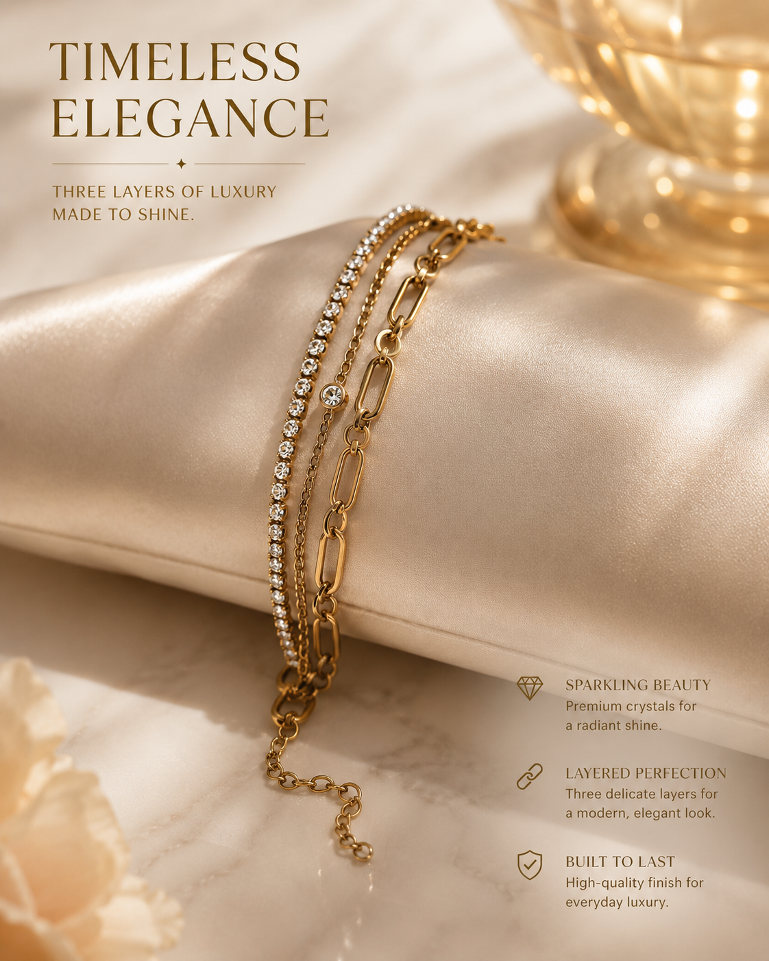 Three layer bracelet