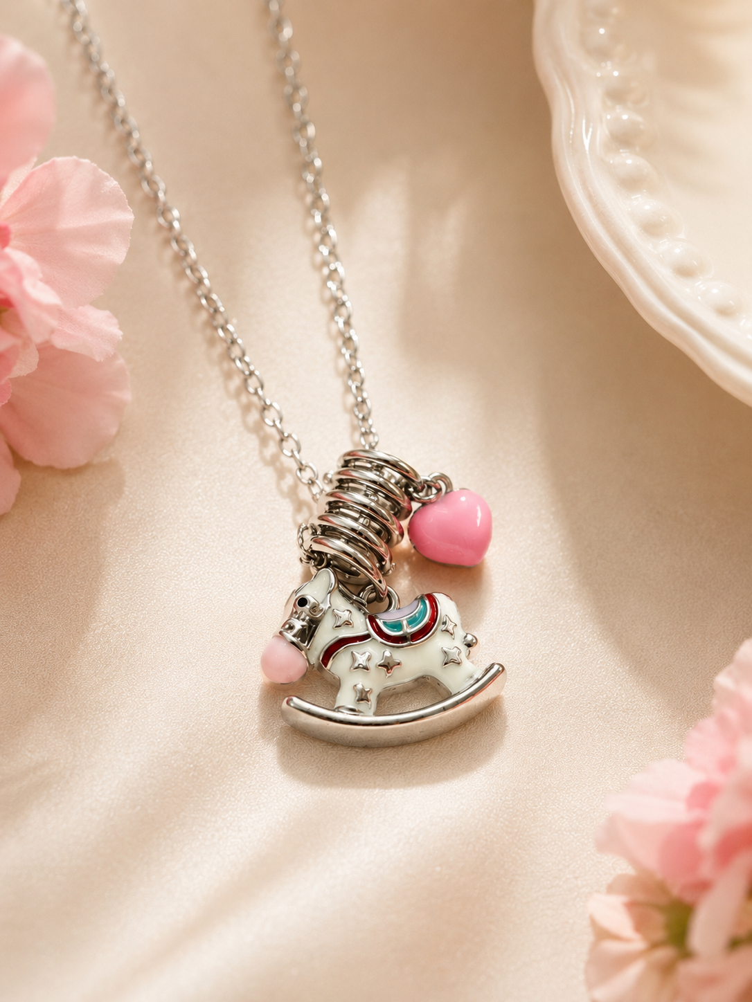 Rocking horse charm necklace