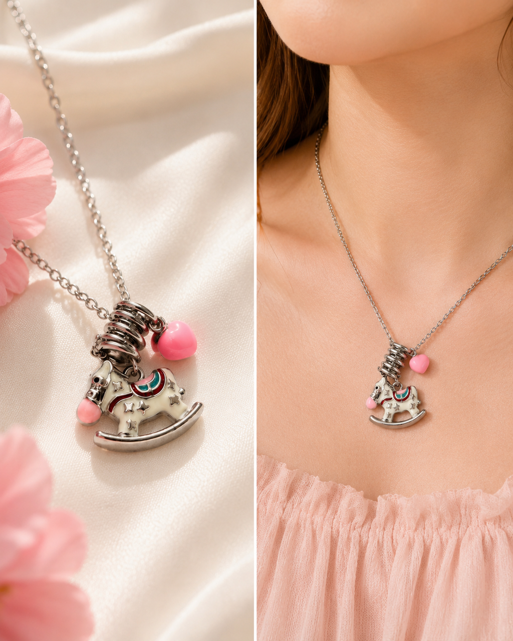 Rocking horse charm necklace