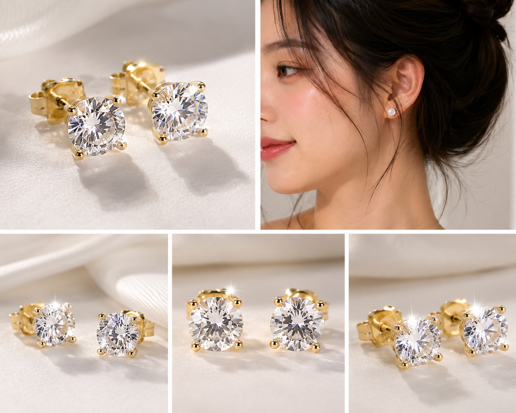 Sparkling classic daimond studs