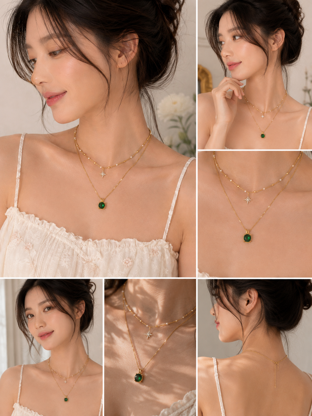 Emerald green pendant necklace