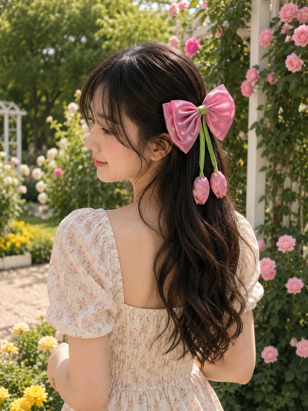 Pink bow clip