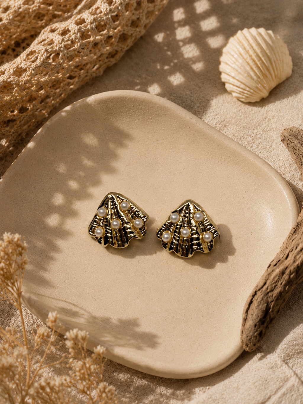 Shell pearl embellishment studs