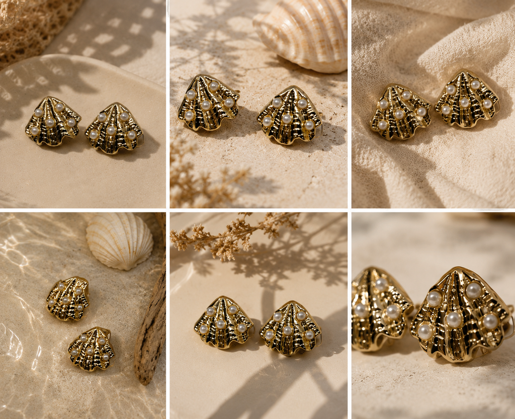 Shell pearl embellishment studs