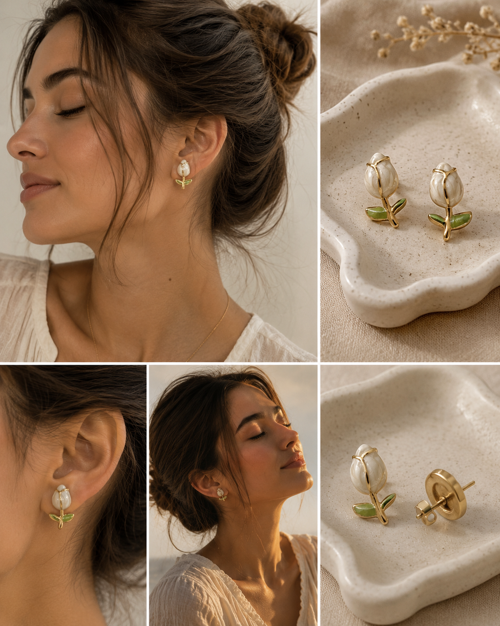 Tulip earrings (white)