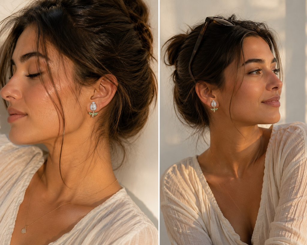 Tulip earrings (white)