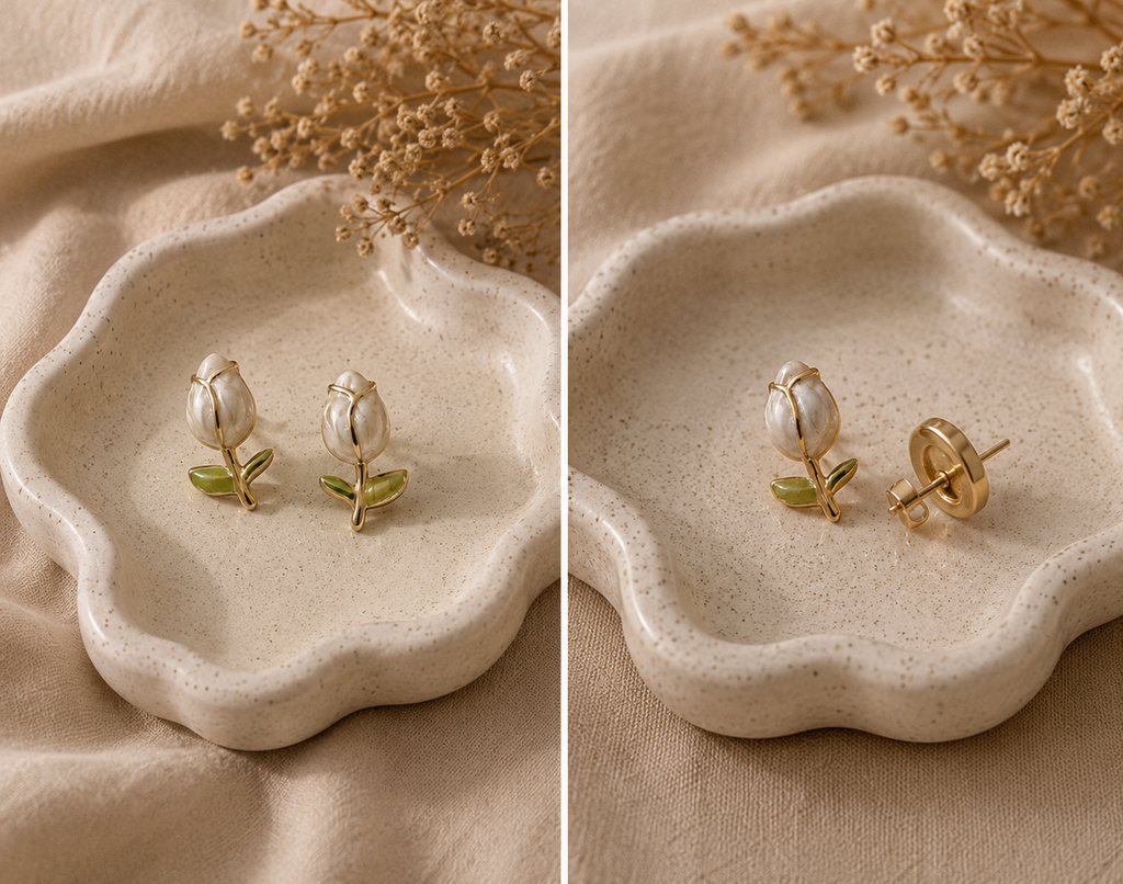 Tulip earrings (white)