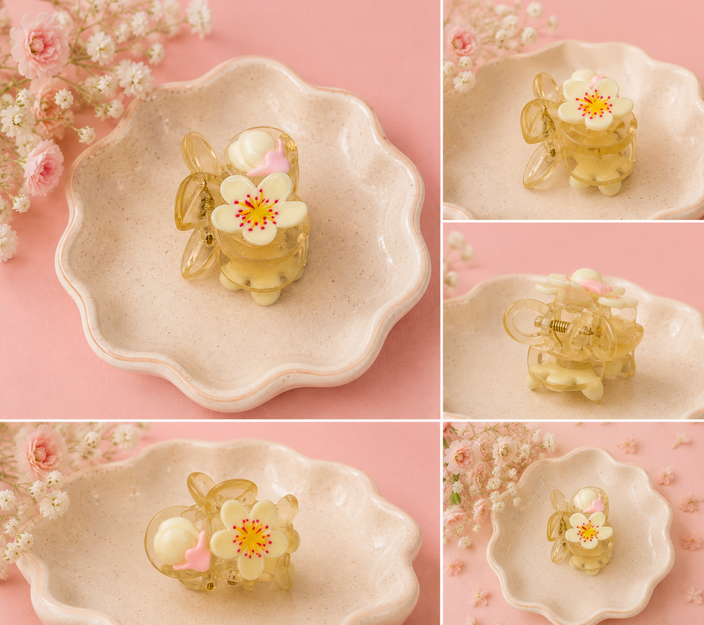 Floral small claw clip