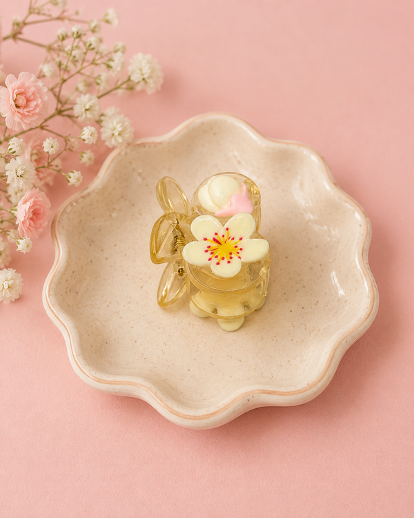 Floral small claw clip
