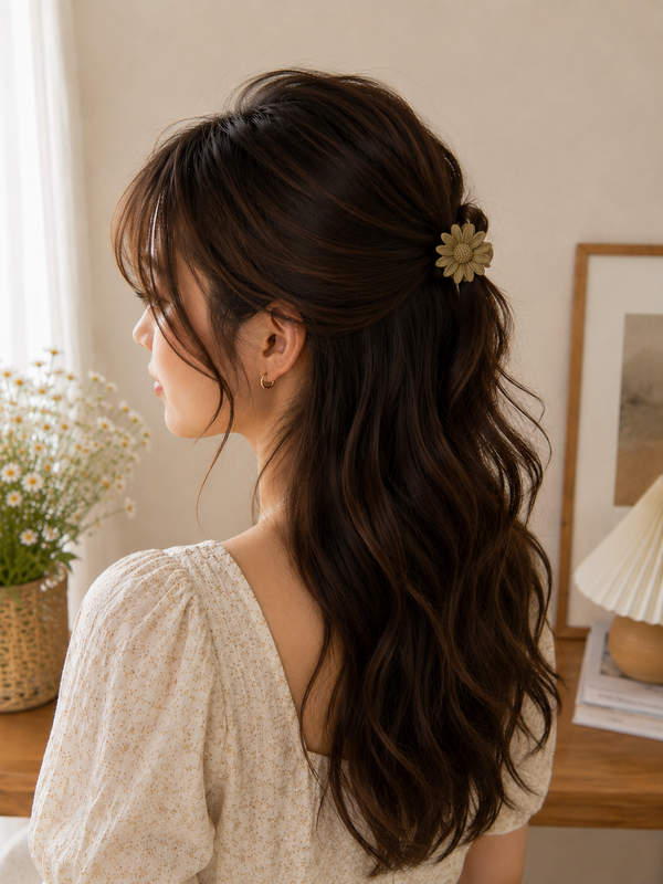 Minimal floral claw clip