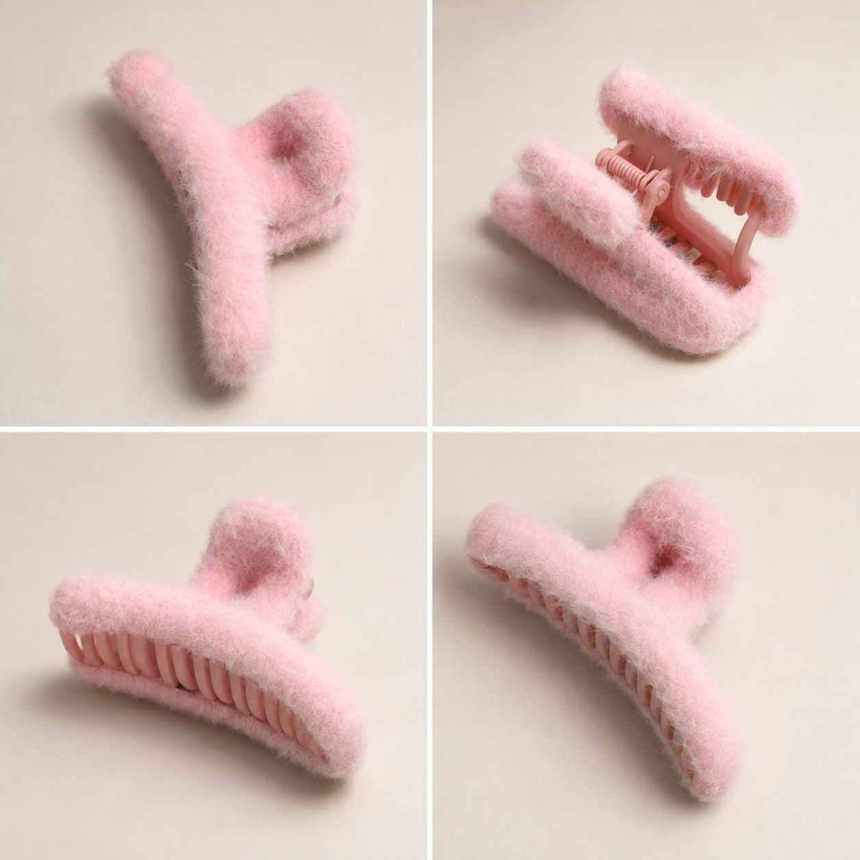 Pink fur cozy claw clip