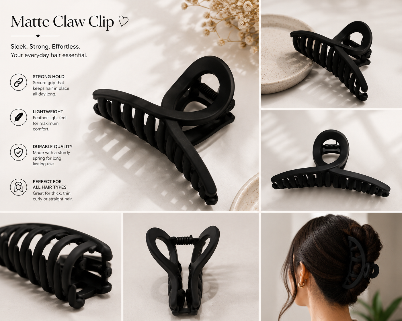 Black cozy claw clip