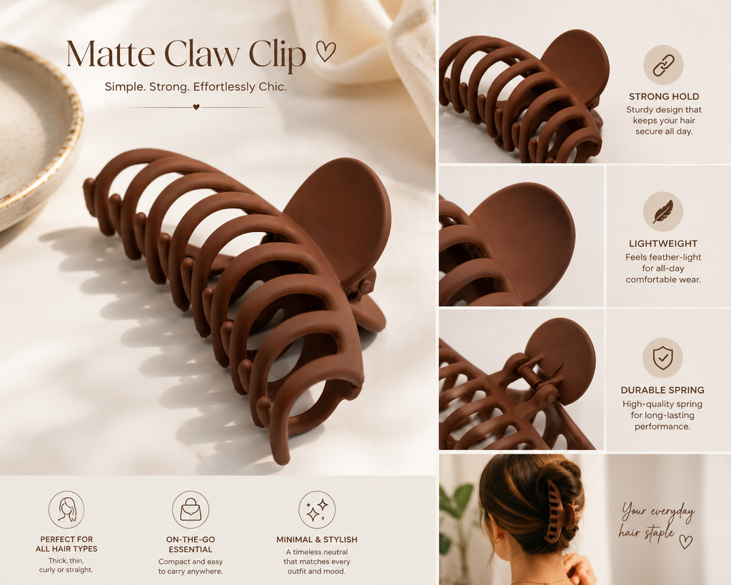 Matte chocolate claw clip