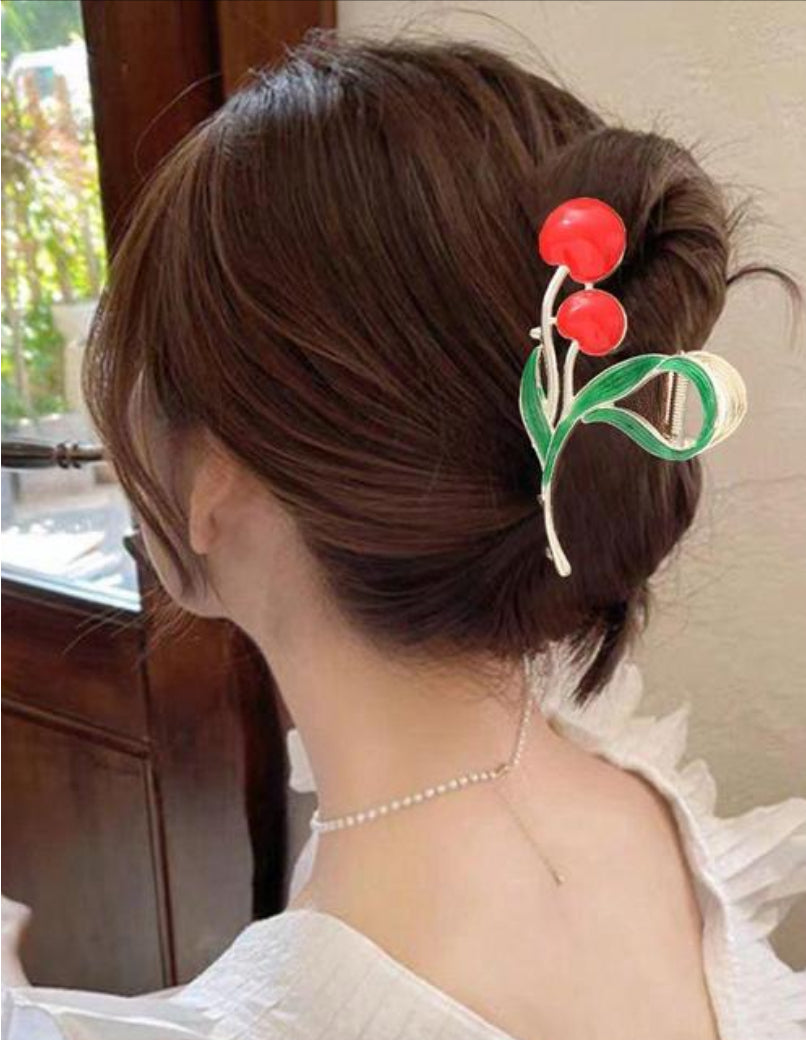 Cherry hair claw