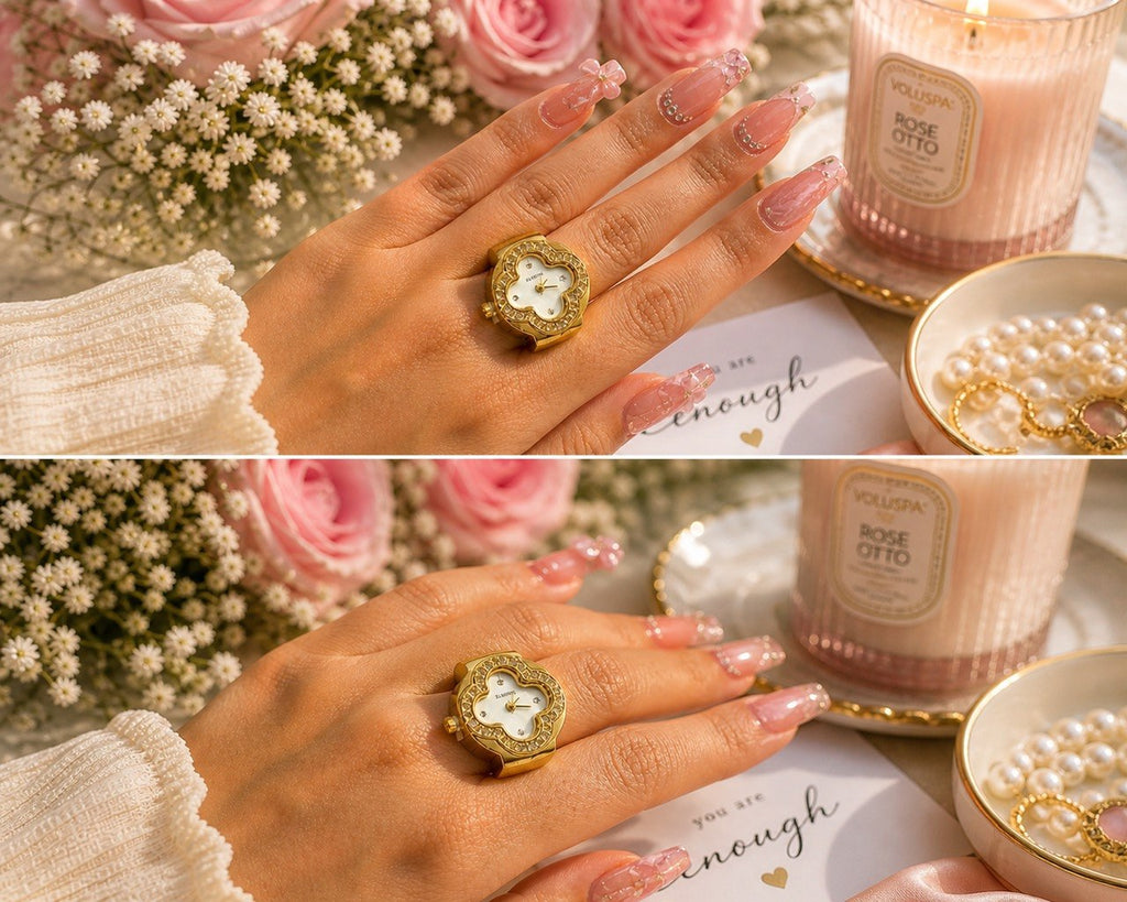 Flower dial watch ring